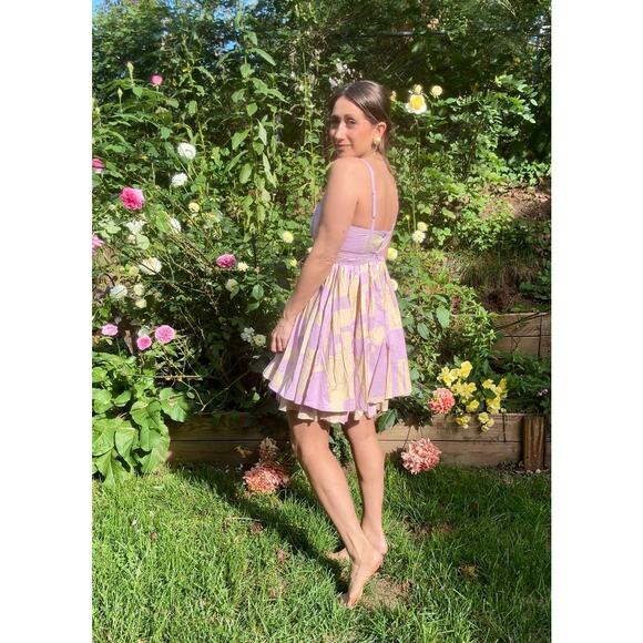 Y2K Lilac & Butter Babydoll Sundress, Cotton Mini, Cottagecore - Picture 7 of 8